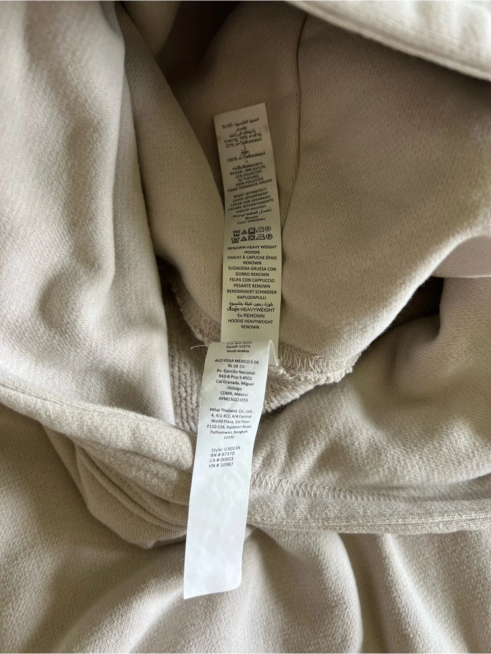 Alo Yoga Women’s Renown Heavy Weight Hoodie Bone Cream White Small